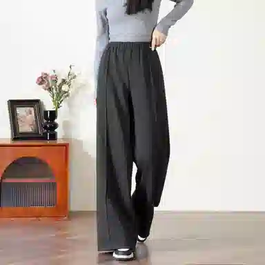 法文箱子 简约纯色高腰阔腿休闲裤 女款