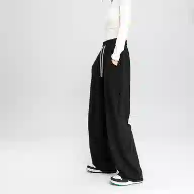 法文箱子 简约中腰宽松休闲裤 女款