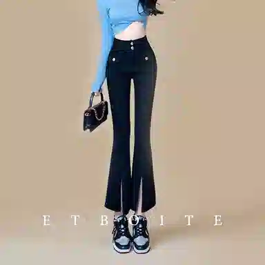 法文箱子 高腰拉链九分牛仔裤 女款