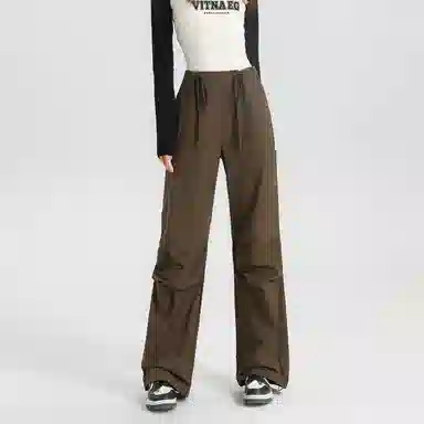 法文箱子 简约中腰宽松舒适工装裤 女款