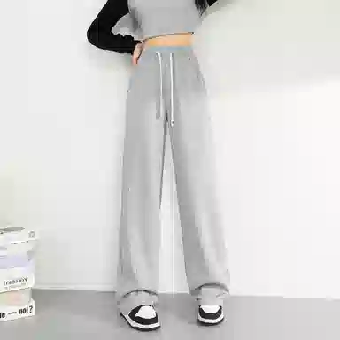 法文箱子 高腰宽松直筒休闲裤 女款