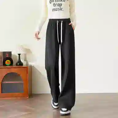 法文箱子 简约高腰直筒休闲裤 女款