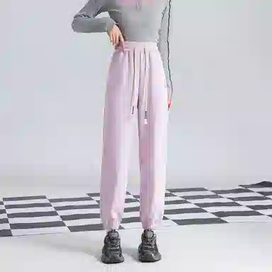 法文箱子 简约中腰宽松休闲裤 女款 浅紫