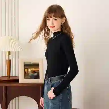 法文箱子 休闲修身简约长袖针织衫 女款