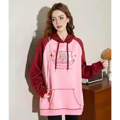 法文箱子 连帽简约套头长袖卫衣 女款