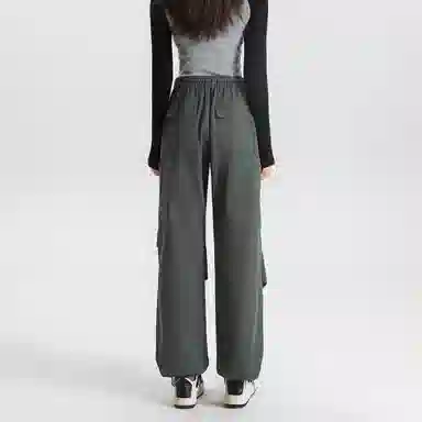 法文箱子 简约中腰宽松舒适工装裤 女款