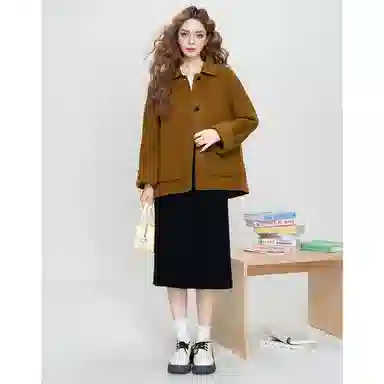 法文箱子 休闲宽松翻领大衣 女款