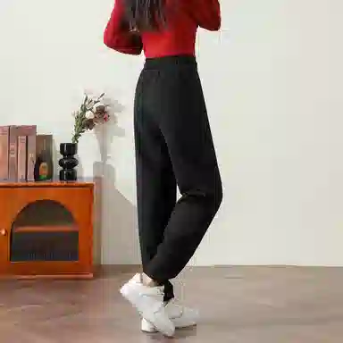 法文箱子 束脚系绳束脚休闲裤 女款 黑色