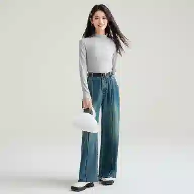 法文箱子 通勤休闲半高领长袖针织衫 女款