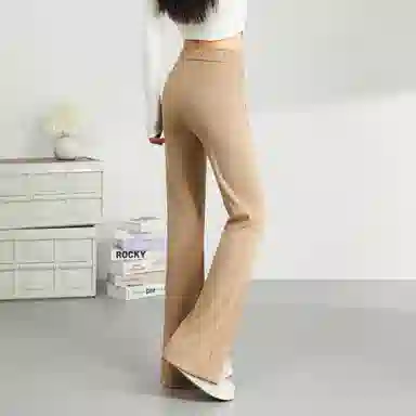 法文箱子 简约纯色高腰宽松休闲裤 女款