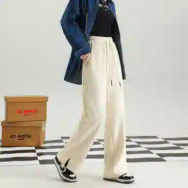 法文箱子 宽松中腰简约休闲裤 女款