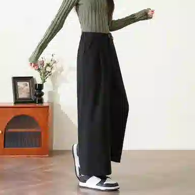 法文箱子 高腰宽松简约休闲裤 女款