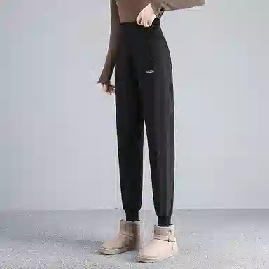 法文箱子 宽松微弹长裤休闲裤 女款 黑色