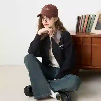 法文箱子 翻领舒适休闲毛衣 女款