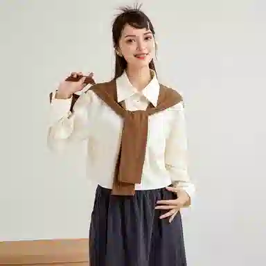 法文箱子 简约通勤长袖衬衫 女款 杏色