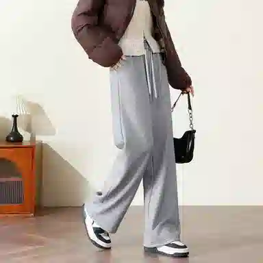 法文箱子 简约高腰直筒休闲裤 女款