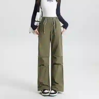 法文箱子 简约中腰宽松舒适工装裤 女款