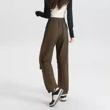 法文箱子 简约中腰宽松舒适工装裤 女款