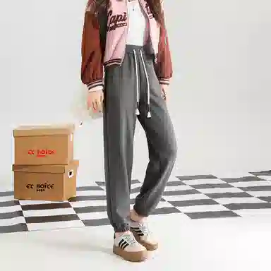 法文箱子 简约中腰宽松休闲裤 女款 浅紫