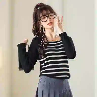 法文箱子 方领舒适休闲毛衣 女款