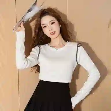 法文箱子 镂空慵懒简约长袖针织衫 女款