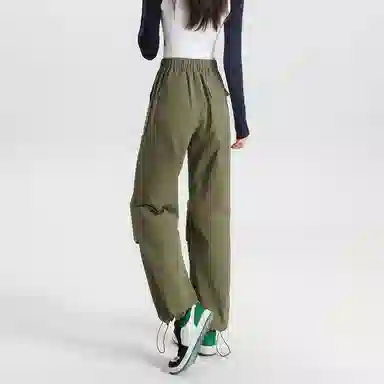 法文箱子 简约中腰宽松舒适工装裤 女款