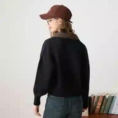 法文箱子 翻领舒适休闲毛衣 女款