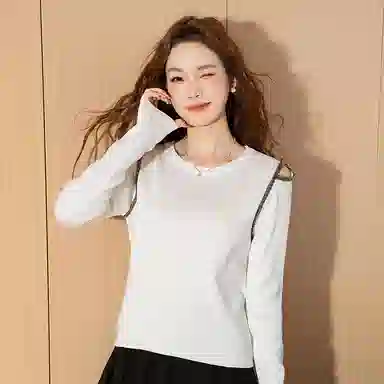 法文箱子 镂空慵懒简约长袖针织衫 女款