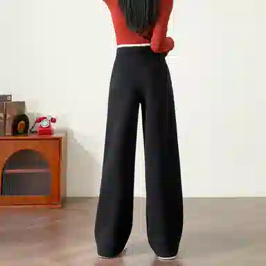 法文箱子 加绒加厚高腰宽松纯色休闲裤 女款