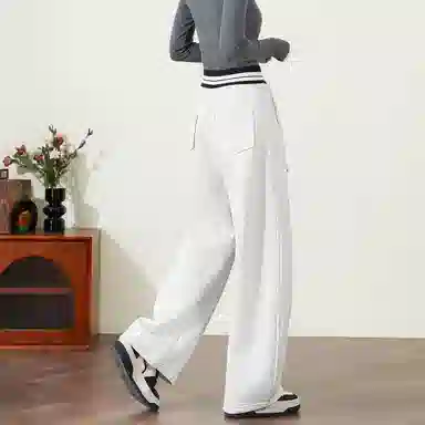 法文箱子 简约高腰宽松休闲裤 女款