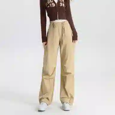 法文箱子 简约中腰宽松舒适工装裤 女款