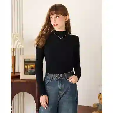 法文箱子 休闲修身简约长袖针织衫 女款