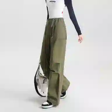 法文箱子 简约中腰宽松舒适工装裤 女款