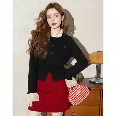 法文箱子 圆领休闲假两件长袖毛衣 女款