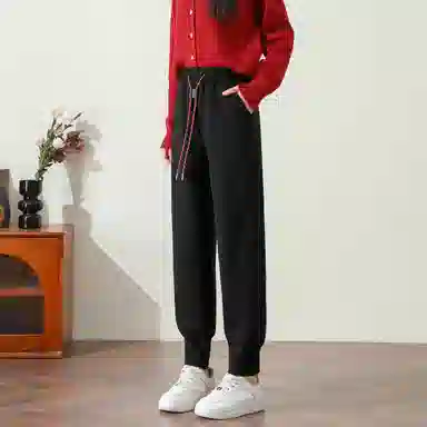 法文箱子 束脚系绳束脚休闲裤 女款 黑色