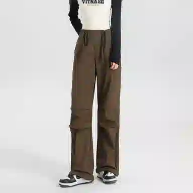 法文箱子 简约中腰宽松舒适工装裤 女款