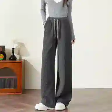 法文箱子 简约高腰直筒休闲裤 女款