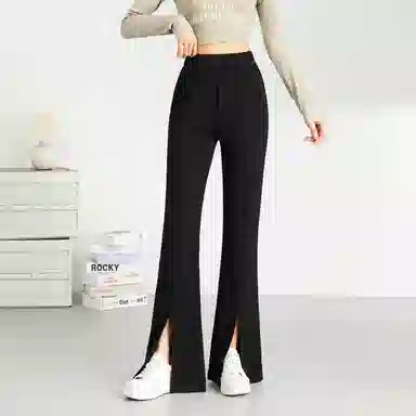 法文箱子 简约纯色高腰宽松休闲裤 女款