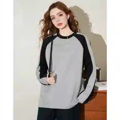 法文箱子 拼色圆领舒适卫衣 女款