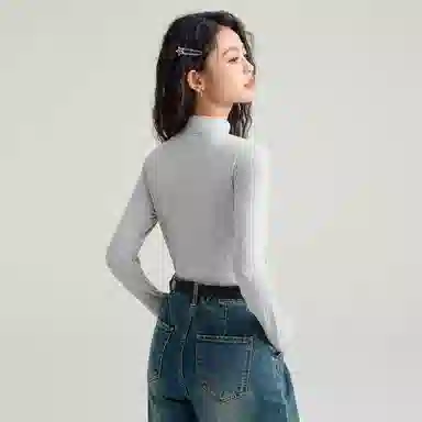 法文箱子 通勤休闲半高领长袖针织衫 女款