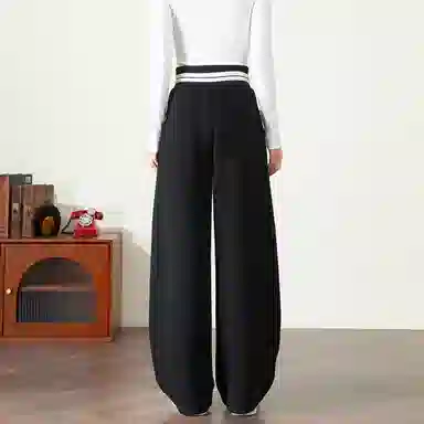 法文箱子 简约高腰宽松休闲裤 女款