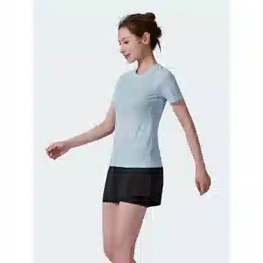 花蔓色 运动跑步训练轻量防磨亲肤透气高弹速干圆领修身运动轻薄打底衣 男女同款