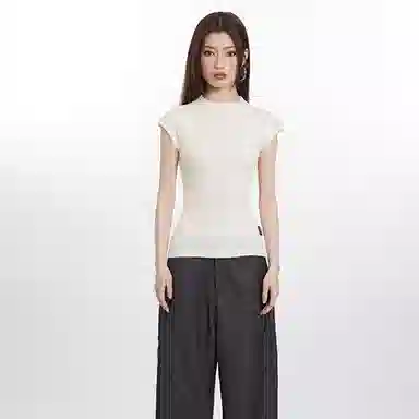 花蔓色 简约气质纯色圆领修身无袖针织衫 女款