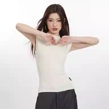 花蔓色 简约气质纯色圆领修身无袖针织衫 女款