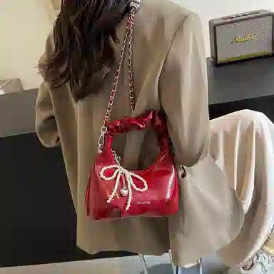 BrandName Pleated Tote Bag