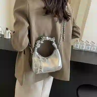 BrandName Pleated Tote Bag