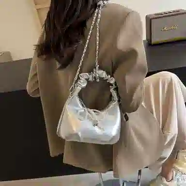 BrandName Pleated Tote Bag