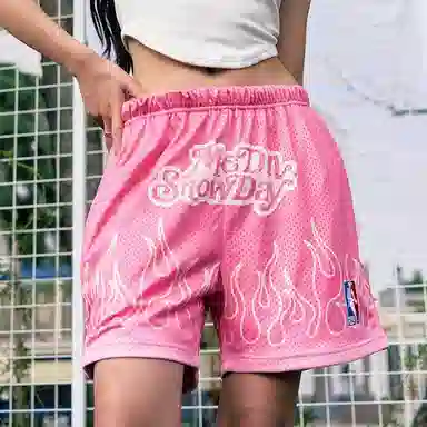 Snowday x MEDM Flame Mesh Shorts Pink