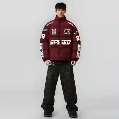 A186 Vintage Racing Logo Puffer Jacket