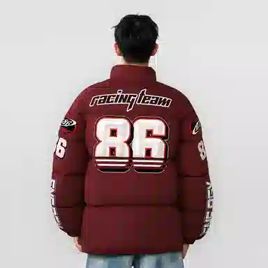 A186 Vintage Racing Logo Puffer Jacket